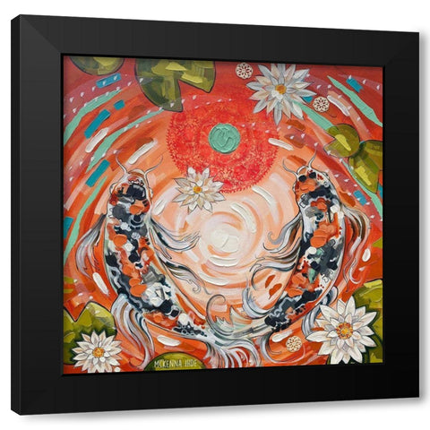 Koi Pond Black Modern Wood Framed Art Print by Ihde, McKenna