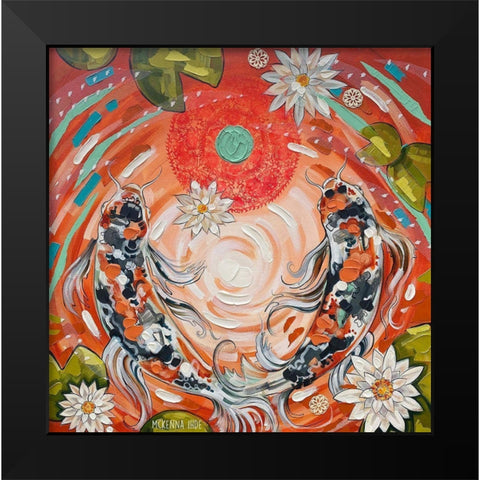 Koi Pond Black Modern Wood Framed Art Print by Ihde, McKenna