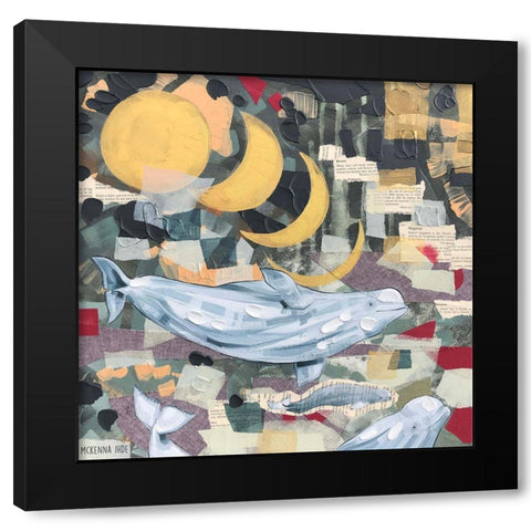 Beluga Trio Black Modern Wood Framed Art Print by Ihde, McKenna