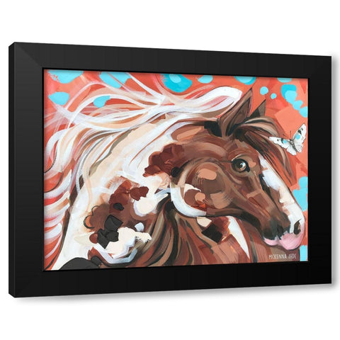 Horse and Butterfly Black Modern Wood Framed Art Print with Double Matting by Ihde, McKenna