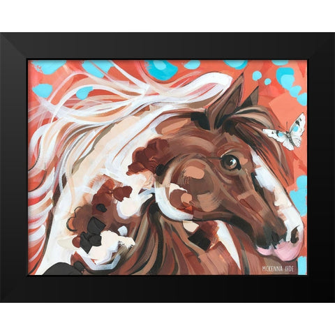Horse and Butterfly Black Modern Wood Framed Art Print by Ihde, McKenna