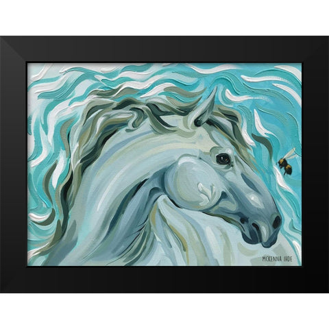 Horse and Bumble Bee Black Modern Wood Framed Art Print by Ihde, McKenna