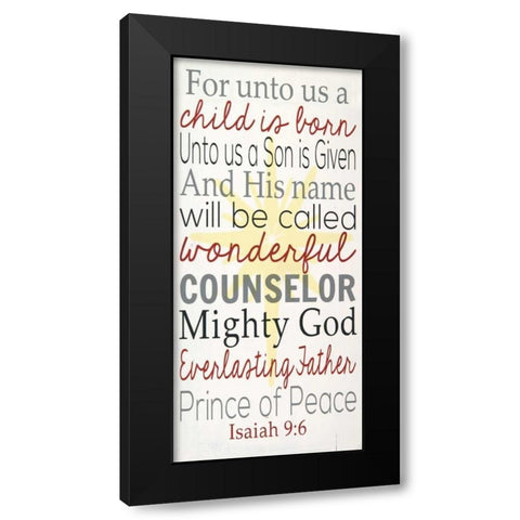 For Unto Us Black Modern Wood Framed Art Print with Double Matting by Words for the Soul