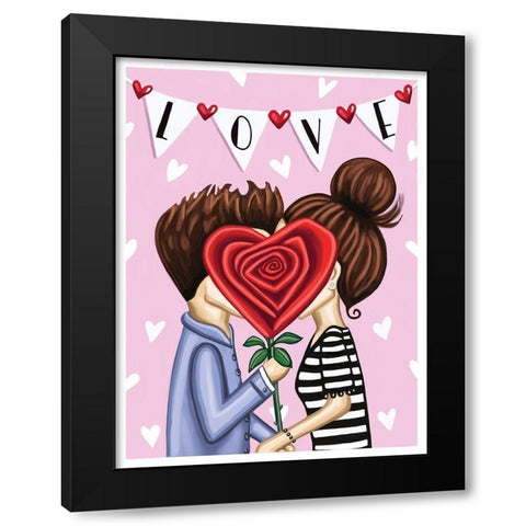 The Kiss Black Modern Wood Framed Art Print with Double Matting by Tyndall, Elizabeth