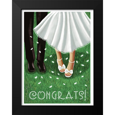 Congrats Wedding Black Modern Wood Framed Art Print by Tyndall, Elizabeth