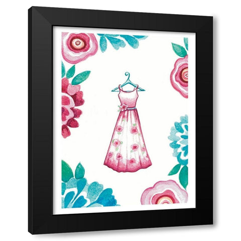 The Floral Dress Black Modern Wood Framed Art Print with Double Matting by Tyndall, Elizabeth