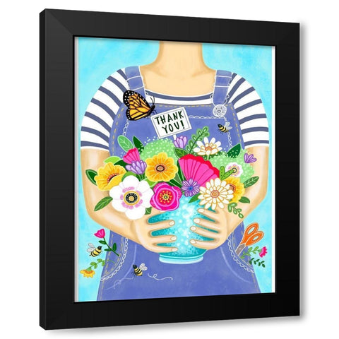 Fresh Picked Flowers Black Modern Wood Framed Art Print with Double Matting by Tyndall, Elizabeth