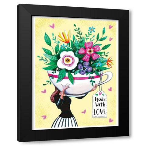 Coffee Girl Black Modern Wood Framed Art Print by Tyndall, Elizabeth