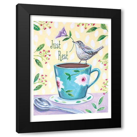 Rest Bird Black Modern Wood Framed Art Print with Double Matting by Tyndall, Elizabeth