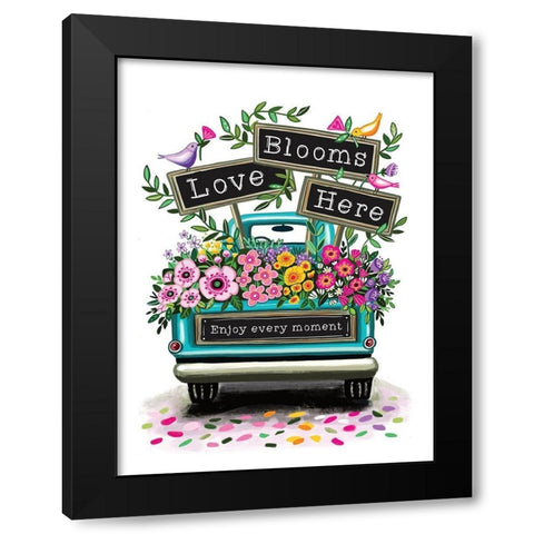 Love Blooms Here Black Modern Wood Framed Art Print with Double Matting by Tyndall, Elizabeth