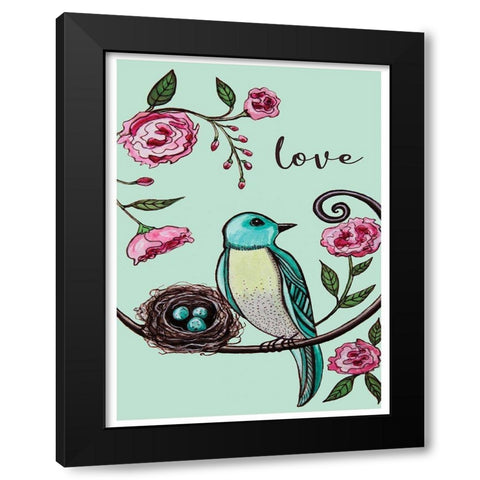 Love Bird Black Modern Wood Framed Art Print with Double Matting by Tyndall, Elizabeth