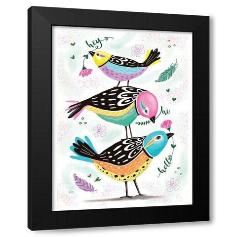 Hello Birds Black Modern Wood Framed Art Print by Tyndall, Elizabeth