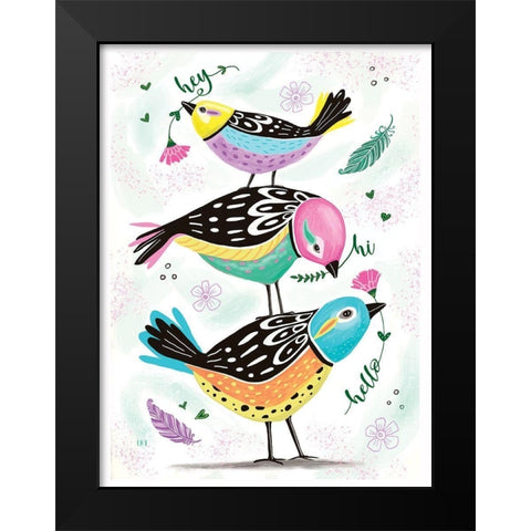 Hello Birds Black Modern Wood Framed Art Print by Tyndall, Elizabeth