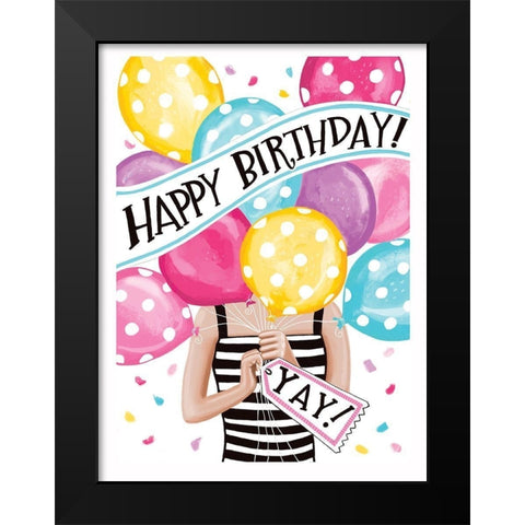 Birthday Girl Black Modern Wood Framed Art Print by Tyndall, Elizabeth