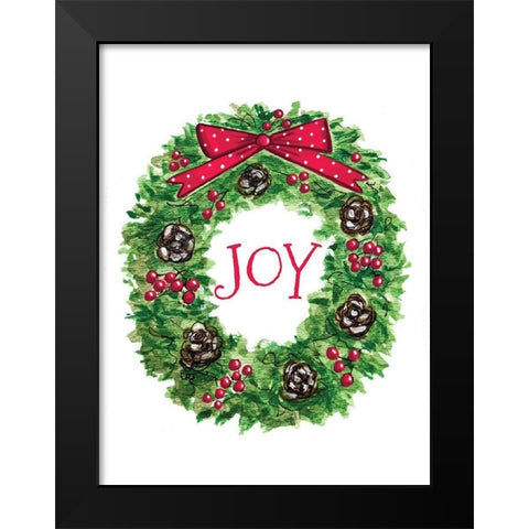 Joy Wreath Black Modern Wood Framed Art Print by Tyndall, Elizabeth