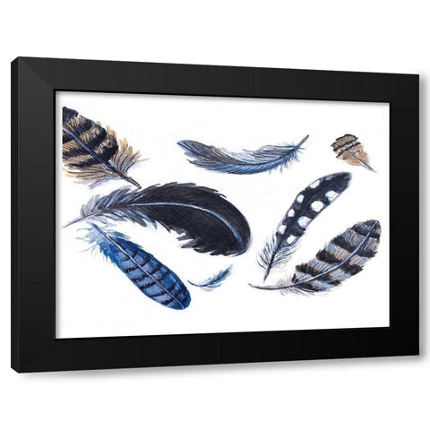 Dancing Feathers Black Modern Wood Framed Art Print with Double Matting by Tyndall, Elizabeth