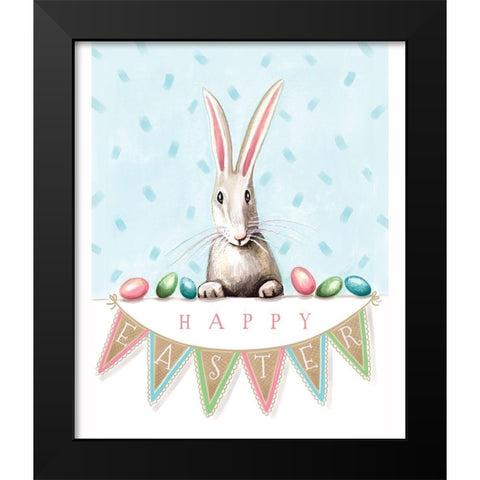 Easter Banner Bunny Black Modern Wood Framed Art Print by Tyndall, Elizabeth