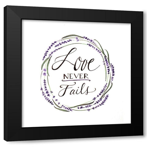 Love Never Fails Black Modern Wood Framed Art Print with Double Matting by Tyndall, Elizabeth