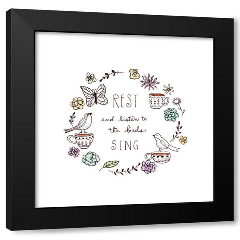 And Listen to the Birds Sing Black Modern Wood Framed Art Print with Double Matting by Tyndall, Elizabeth