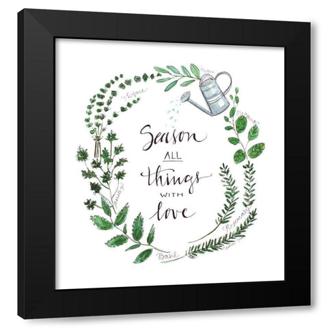 Season All Things with Love Black Modern Wood Framed Art Print with Double Matting by Tyndall, Elizabeth