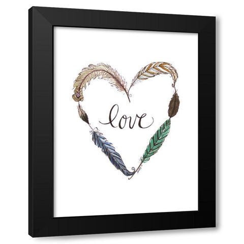 Love Feathers Black Modern Wood Framed Art Print with Double Matting by Tyndall, Elizabeth