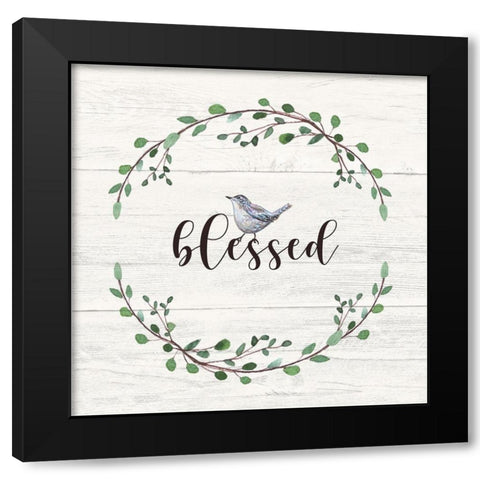 Blessed Sign Black Modern Wood Framed Art Print with Double Matting by Tyndall, Elizabeth