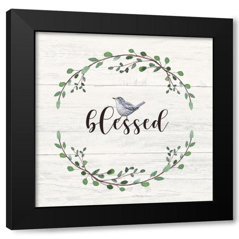 Blessed Sign Black Modern Wood Framed Art Print by Tyndall, Elizabeth