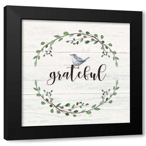 Grateful Sign Black Modern Wood Framed Art Print by Tyndall, Elizabeth