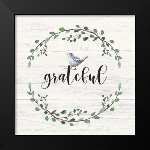 Grateful Sign Black Modern Wood Framed Art Print by Tyndall, Elizabeth