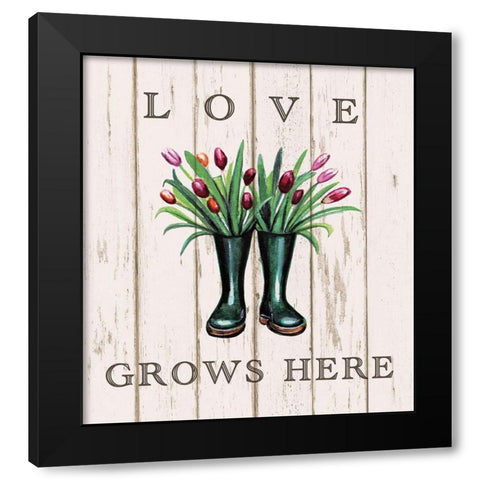 Love Grows Here Black Modern Wood Framed Art Print with Double Matting by Tyndall, Elizabeth