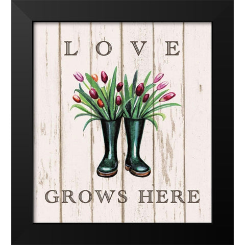 Love Grows Here Black Modern Wood Framed Art Print by Tyndall, Elizabeth