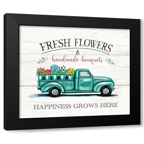 Fresh Flowers and Truck Black Modern Wood Framed Art Print by Tyndall, Elizabeth