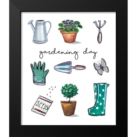 Gardening Day Black Modern Wood Framed Art Print by Tyndall, Elizabeth