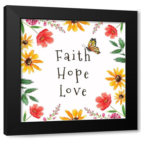 Faith, Hope, Love Black Modern Wood Framed Art Print with Double Matting by Tyndall, Elizabeth