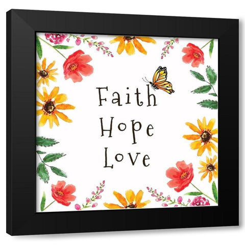 Faith, Hope, Love Black Modern Wood Framed Art Print by Tyndall, Elizabeth