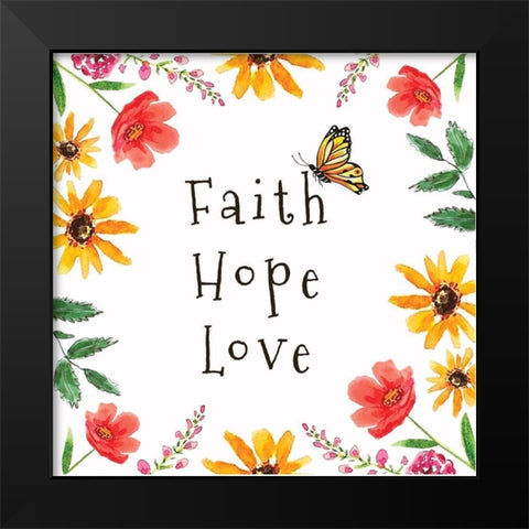 Faith, Hope, Love Black Modern Wood Framed Art Print by Tyndall, Elizabeth