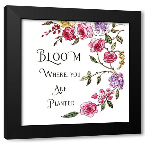 Bloom Where Youre Planted Black Modern Wood Framed Art Print with Double Matting by Tyndall, Elizabeth