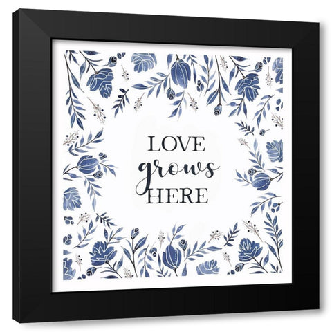 Love Grows Here Black Modern Wood Framed Art Print with Double Matting by Tyndall, Elizabeth