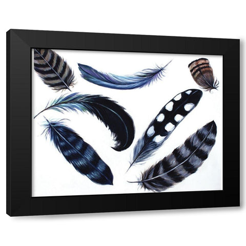 Dancing Feathers Black Modern Wood Framed Art Print with Double Matting by Tyndall, Elizabeth
