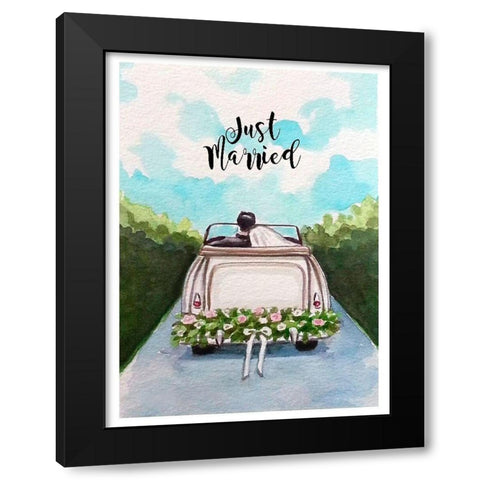 Just Married Black Modern Wood Framed Art Print with Double Matting by Tyndall, Elizabeth