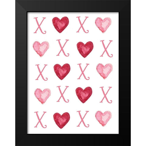 Hugs and Hearts Black Modern Wood Framed Art Print by Tyndall, Elizabeth