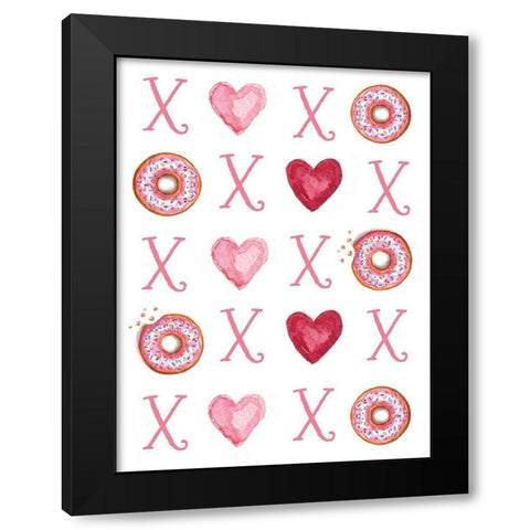 Donuts, Hearts and Hugs Black Modern Wood Framed Art Print with Double Matting by Tyndall, Elizabeth