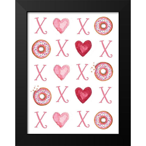 Donuts, Hearts and Hugs Black Modern Wood Framed Art Print by Tyndall, Elizabeth