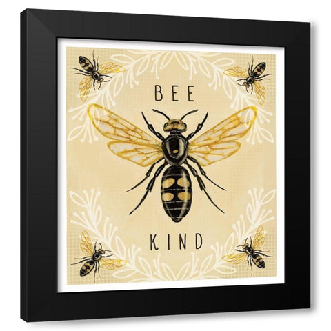 Bee Kind Black Modern Wood Framed Art Print by Tyndall, Elizabeth