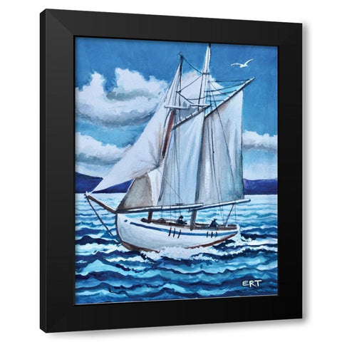 Lets Set Sail Black Modern Wood Framed Art Print with Double Matting by Tyndall, Elizabeth