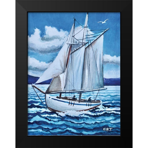 Lets Set Sail Black Modern Wood Framed Art Print by Tyndall, Elizabeth