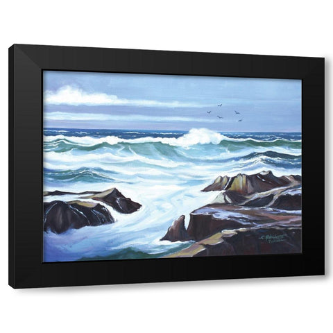 Ocean Waves Black Modern Wood Framed Art Print by Tyndall, Elizabeth