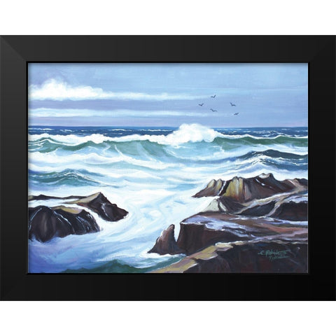 Ocean Waves Black Modern Wood Framed Art Print by Tyndall, Elizabeth