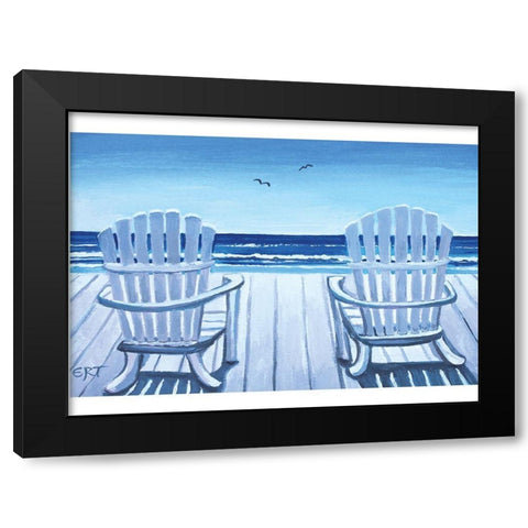 The Beach Chairs Black Modern Wood Framed Art Print with Double Matting by Tyndall, Elizabeth