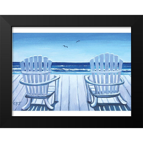 The Beach Chairs Black Modern Wood Framed Art Print by Tyndall, Elizabeth